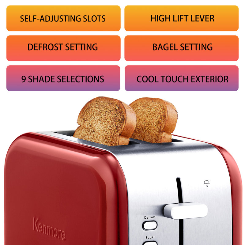 Kenmore 2 Slice Toaster with Wide Slot Bagel Defrost Feature Stainless Steel Reviews Wayfair